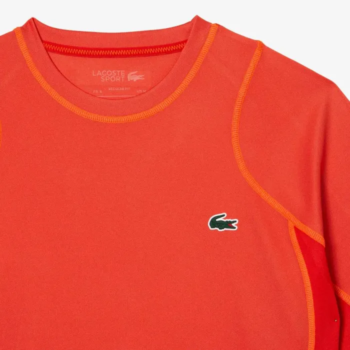 TShirts Men Lacoste Mens AbrasionResistant Tennis TShirt Orange Red Orange Xij