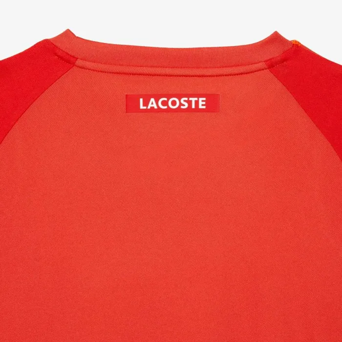 TShirts Men Lacoste Mens AbrasionResistant Tennis TShirt Orange Red Orange Xij