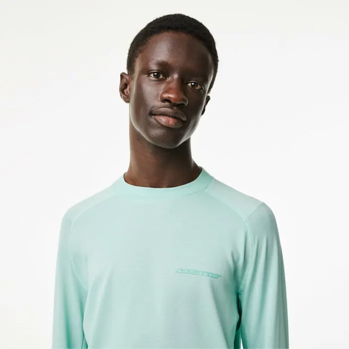 TShirts Men Lacoste Mens Long Sleeve Organic Cotton Slim Fit TShirt Mint Lgf