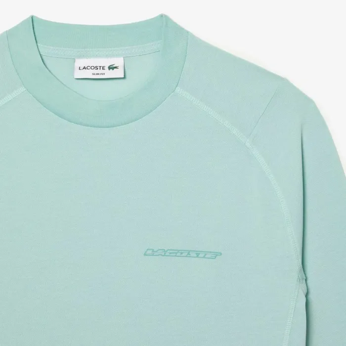 TShirts Men Lacoste Mens Long Sleeve Organic Cotton Slim Fit TShirt Mint Lgf