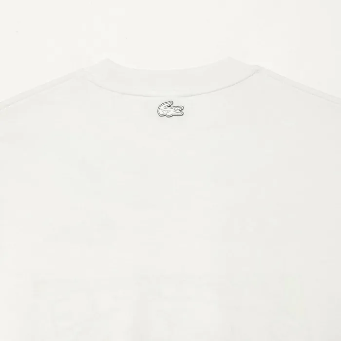 TShirts Men Lacoste Mens Loose Fit Cotton Jersey Print TShirt White 70v