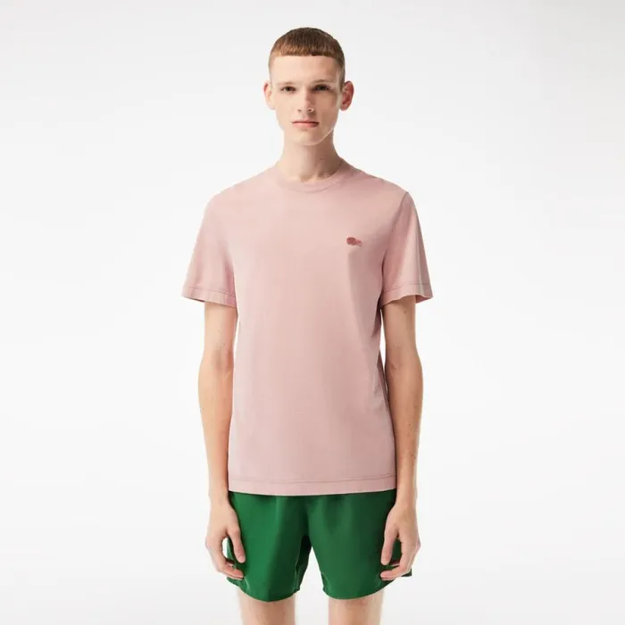 TShirts Men Lacoste Mens Organic Cotton Natural Dye TShirt Pink K86