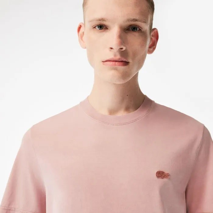 TShirts Men Lacoste Mens Organic Cotton Natural Dye TShirt Pink K86