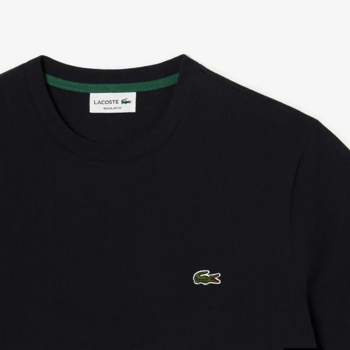 TShirts Men Lacoste Mens Regular Fit Cotton Jersey Colorblock TShirt Navy Blue Grey Chine E6a