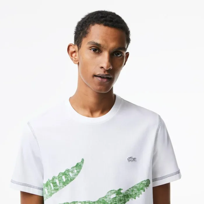 TShirts Men Lacoste Mens Regular Fit Organic Cotton Jersey TShirt White 001