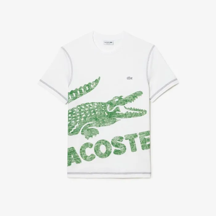 TShirts Men Lacoste Mens Regular Fit Organic Cotton Jersey TShirt White 001