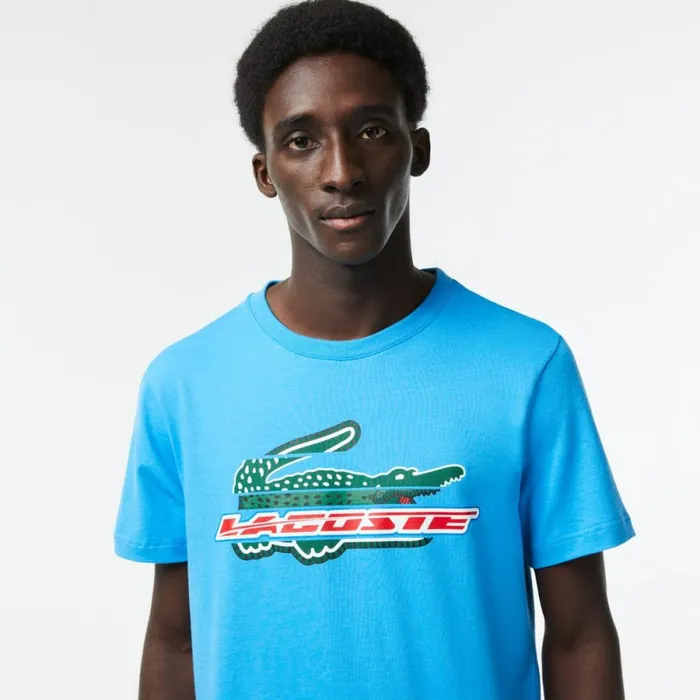TShirts Men Lacoste Mens SPORT Regular Fit Organic Cotton TShirt Azur Blue Zba