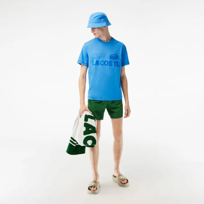 TShirts Men Lacoste Mens Vintage Print Organic Cotton TShirt Ethereal Blue L99