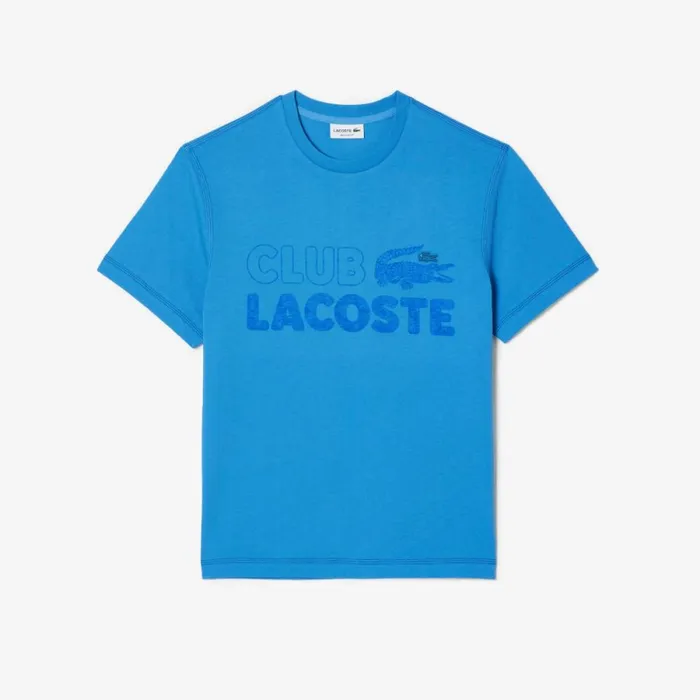 TShirts Men Lacoste Mens Vintage Print Organic Cotton TShirt Ethereal Blue L99