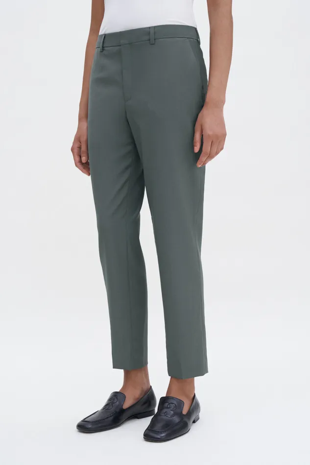 Tailoring Emma Cropped Cool Wool Trousers Green Grey 8211 filippak Women