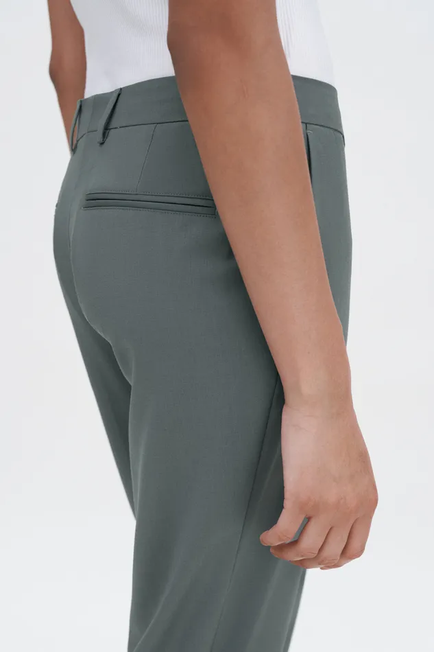 Tailoring Emma Cropped Cool Wool Trousers Green Grey 8211 filippak Women