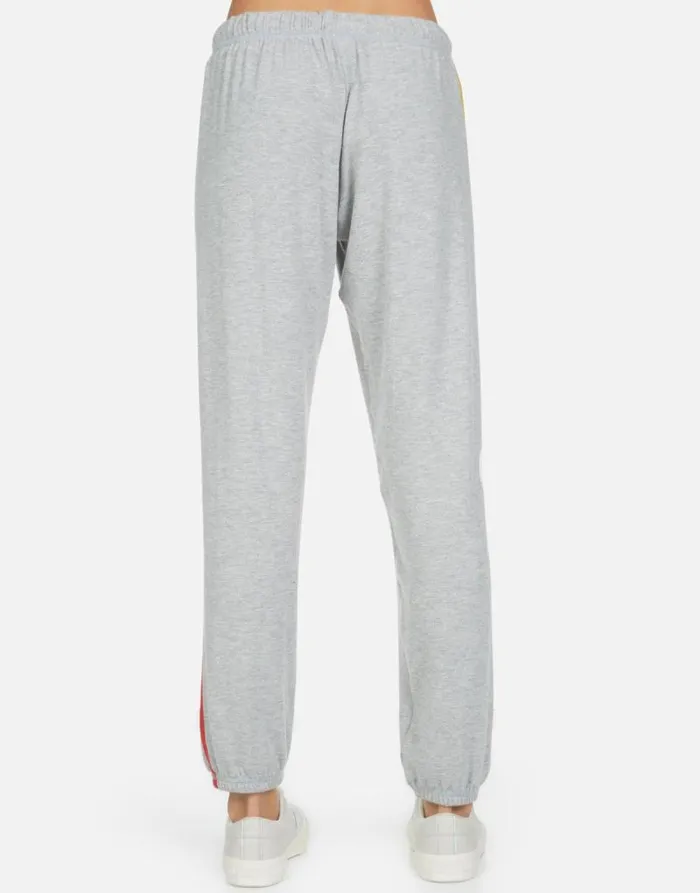 Tanzy Peace Love Stripe Heather Grey Women Lauren Moshi Long Sweatpants