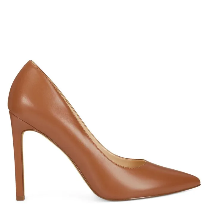 Tatiana Pointy Toe Pumps Light Brown Leather Women Nine West Heels