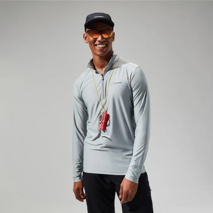 Technical Baselayers Men Berghaus 247 Tech Tee Long Sleeve Half Zip 8211 Grey