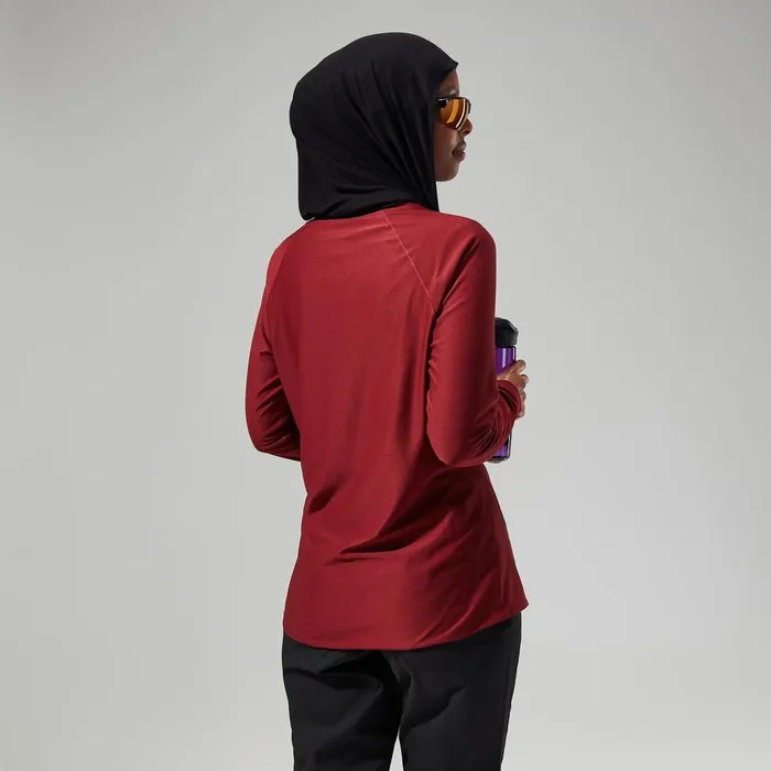 Technical Baselayers Women Berghaus 247 Tech Long Sleeve Crew Tee 8211 Dark Red