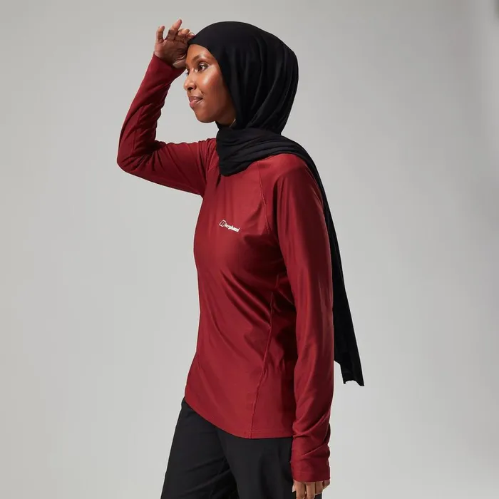 Technical Baselayers Women Berghaus 247 Tech Long Sleeve Crew Tee 8211 Dark Red