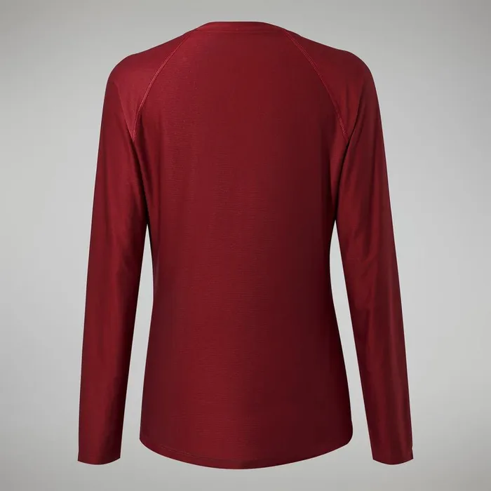 Technical Baselayers Women Berghaus 247 Tech Long Sleeve Crew Tee 8211 Dark Red