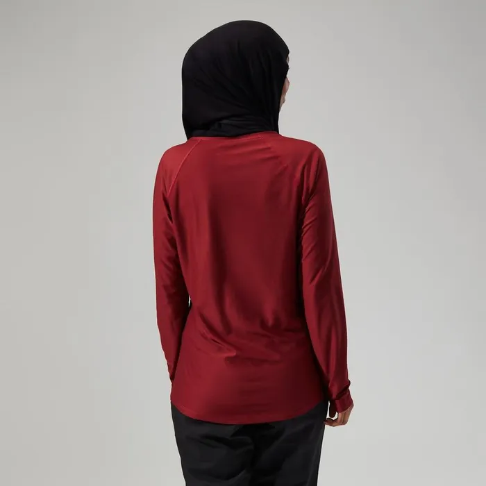 Technical Baselayers Women Berghaus 247 Tech Long Sleeve Crew Tee 8211 Dark Red