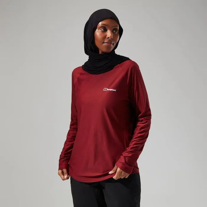 Technical Baselayers Women Berghaus 247 Tech Long Sleeve Crew Tee 8211 Dark Red