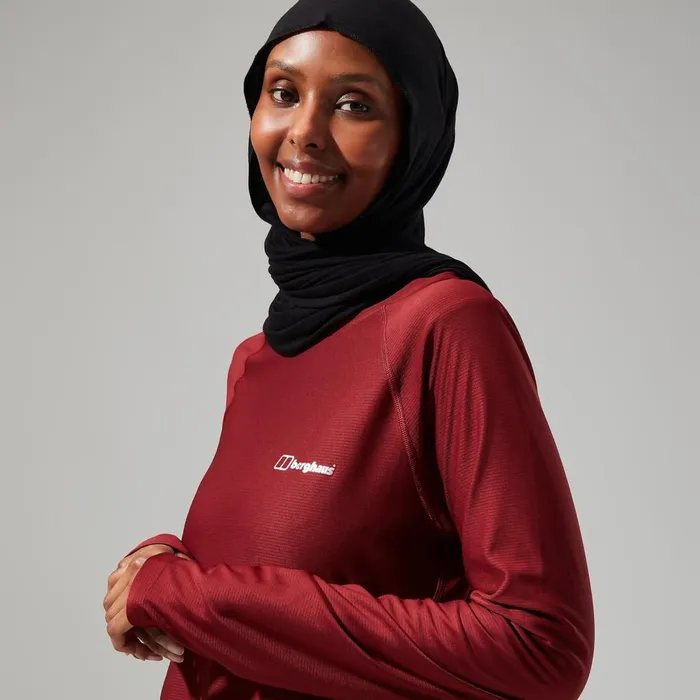 Technical Baselayers Women Berghaus 247 Tech Long Sleeve Crew Tee 8211 Dark Red