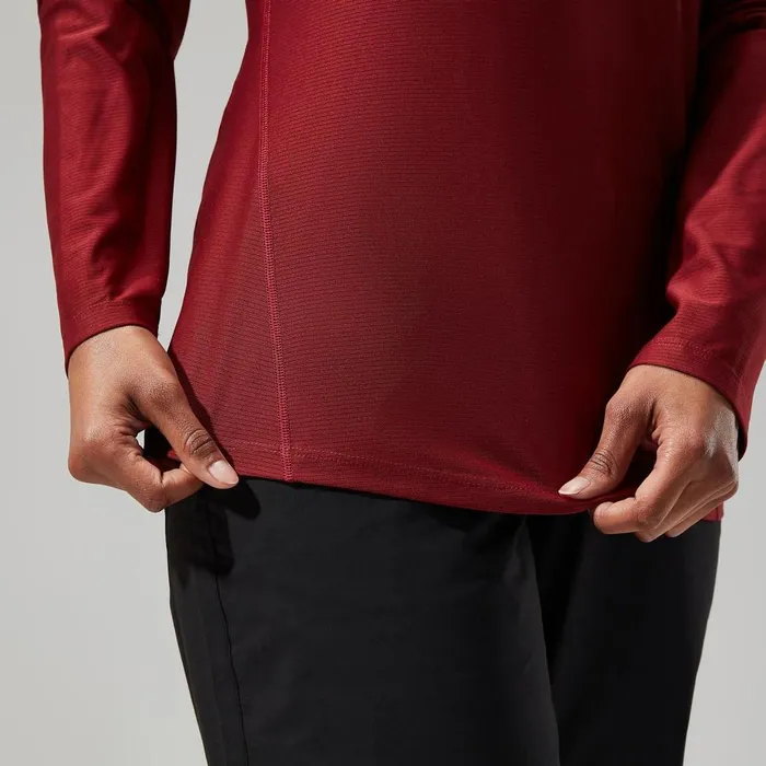 Technical Baselayers Women Berghaus 247 Tech Long Sleeve Crew Tee 8211 Dark Red