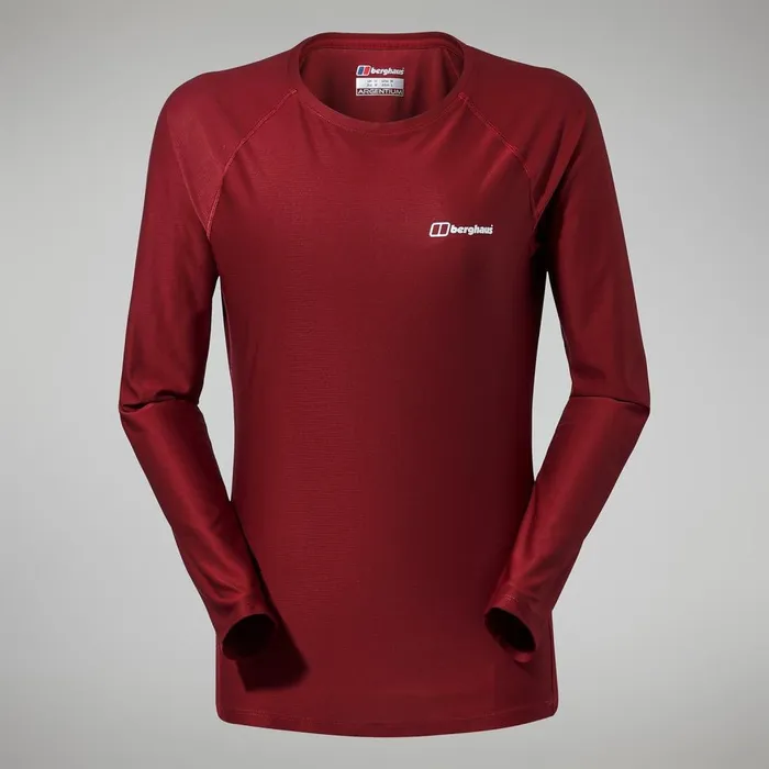 Technical Baselayers Women Berghaus 247 Tech Long Sleeve Crew Tee 8211 Dark Red