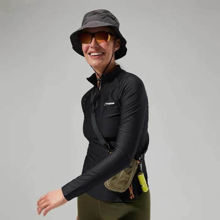 Technical Baselayers Women Berghaus 247 Tech Tee Long Sleeve Half Zip 8211 Black