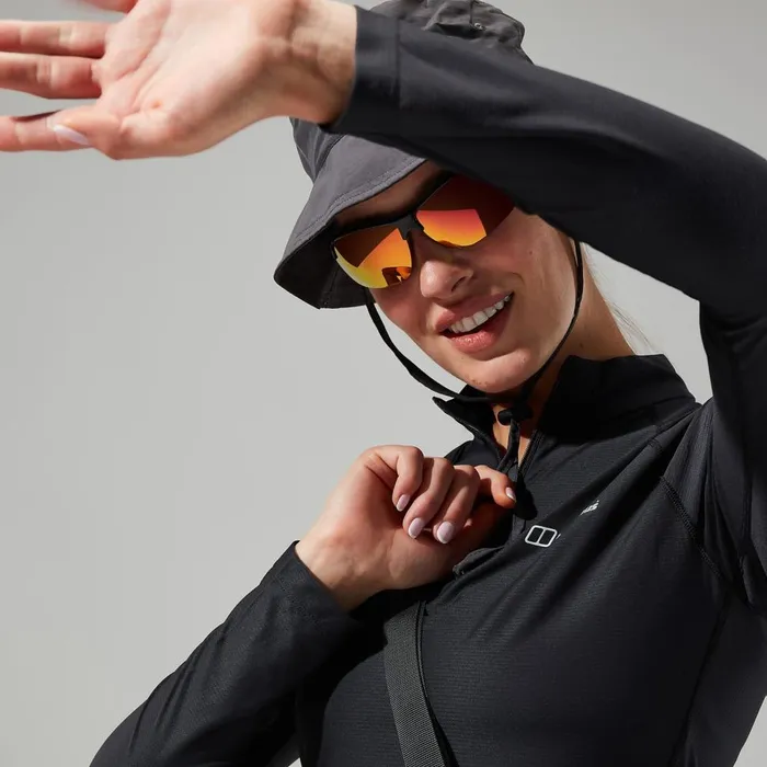 Technical Baselayers Women Berghaus 247 Tech Tee Long Sleeve Half Zip 8211 Black