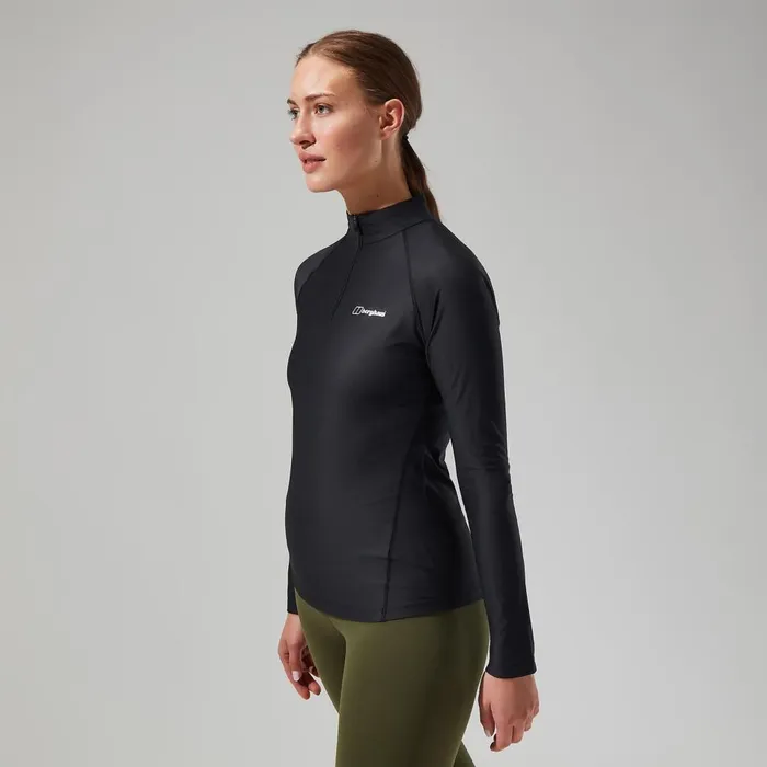 Technical Baselayers Women Berghaus 247 Tech Tee Long Sleeve Half Zip 8211 Black