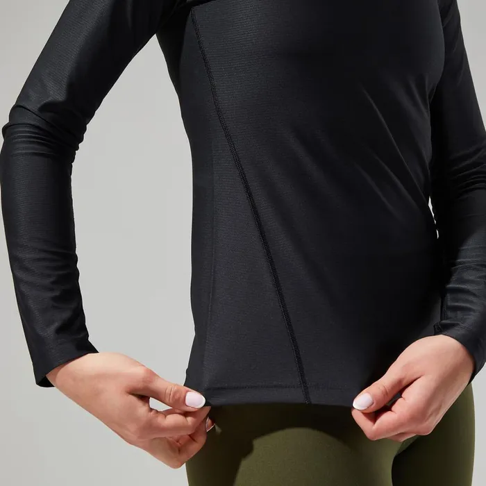 Technical Baselayers Women Berghaus 247 Tech Tee Long Sleeve Half Zip 8211 Black
