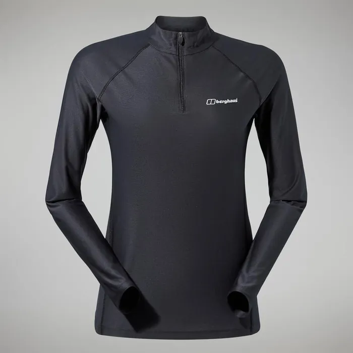 Technical Baselayers Women Berghaus 247 Tech Tee Long Sleeve Half Zip 8211 Black