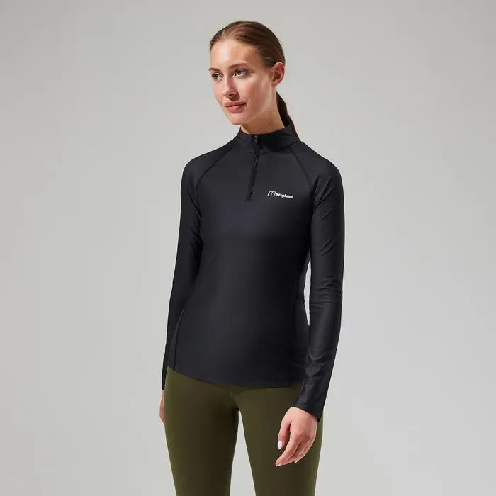 Technical Baselayers Women Berghaus 247 Tech Tee Long Sleeve Half Zip 8211 Black