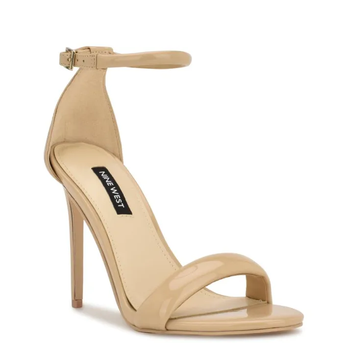 Teeya Ankle Strap Sandals Light Natural Patent Women Nine West Heels