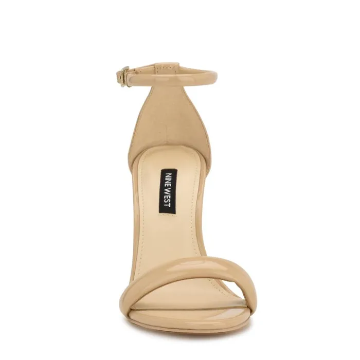 Teeya Ankle Strap Sandals Light Natural Patent Women Nine West Heels