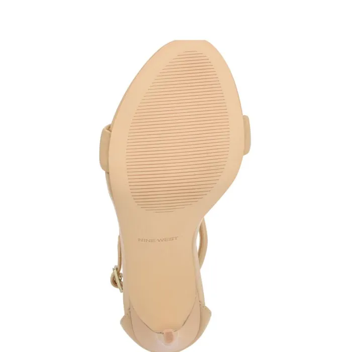 Teeya Ankle Strap Sandals Light Natural Patent Women Nine West Heels