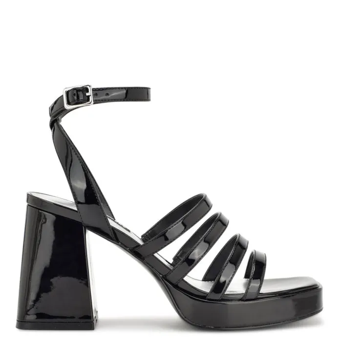 Teriss Strappy Platform Sandals Black Patent Women Nine West Sandals