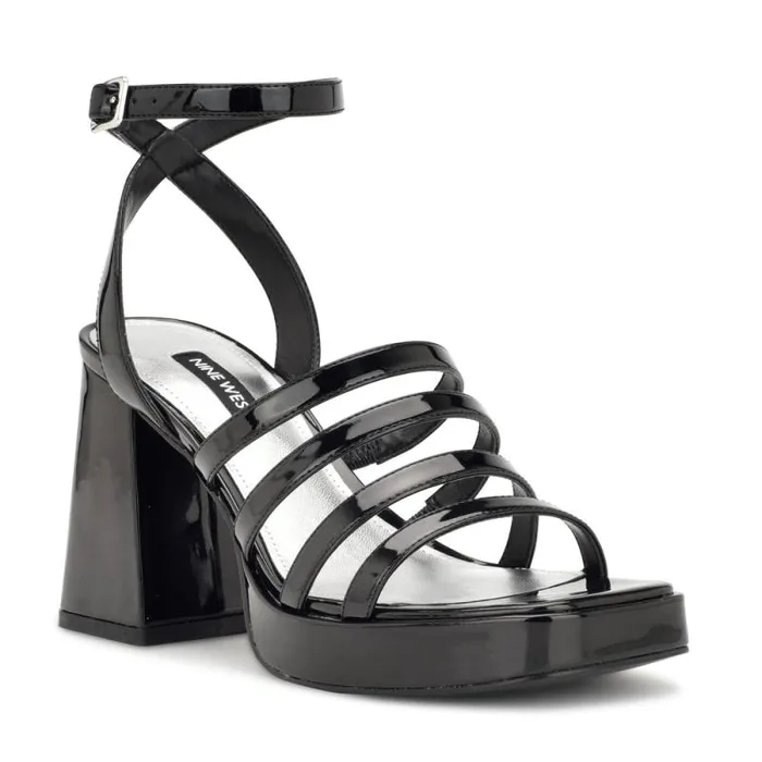 Teriss Strappy Platform Sandals Black Patent Women Nine West Sandals Teriss Strappy Platform Sandals Black Patent Women Nine West Sandals