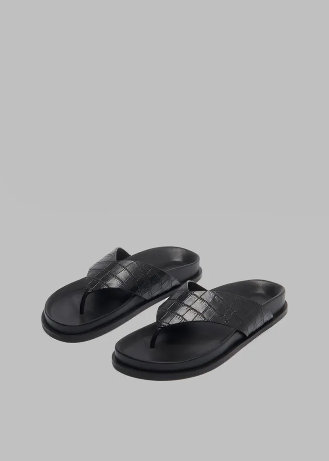 The Frankie Shop AEmery Alma Sandal 8211 Black Croc Shop Shoes