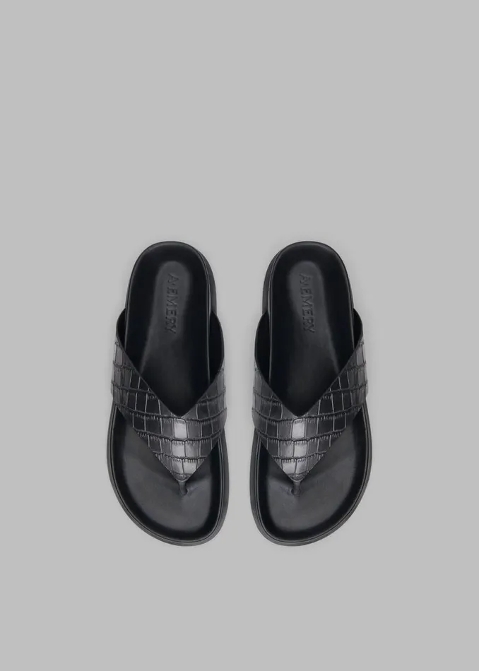 The Frankie Shop AEmery Alma Sandal 8211 Black Croc Shop Shoes