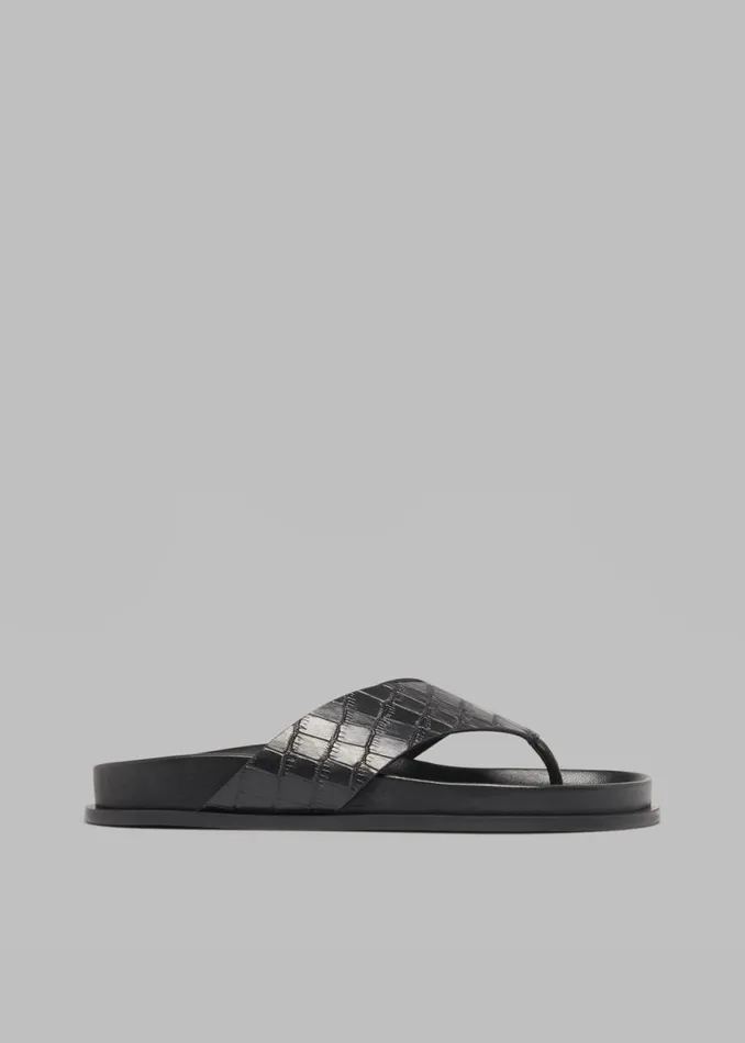 The Frankie Shop AEmery Alma Sandal 8211 Black Croc Shop Shoes