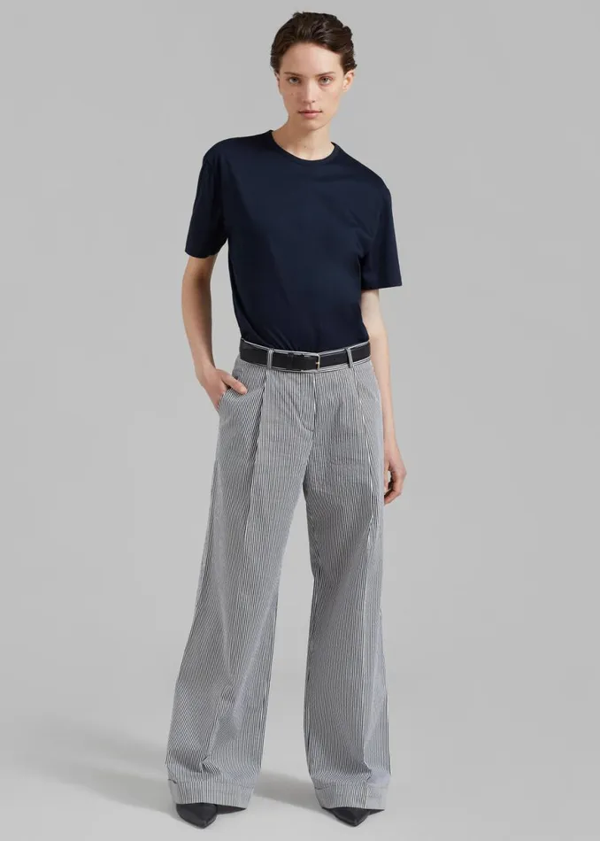 The Frankie Shop Addison Pants 8211 Black Stripe Shop Bottoms