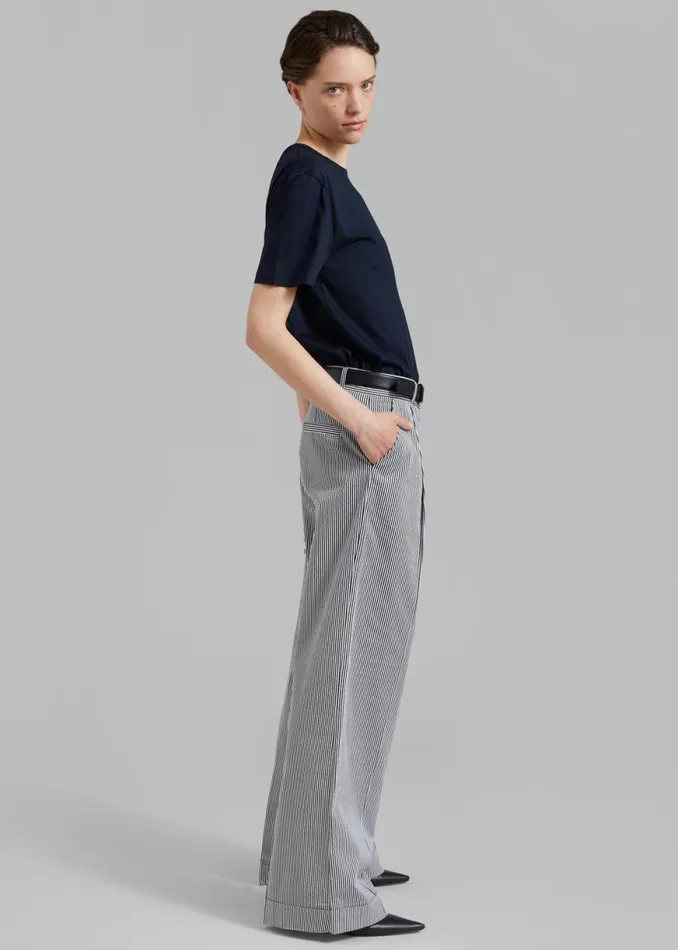 The Frankie Shop Addison Pants 8211 Black Stripe Shop Bottoms