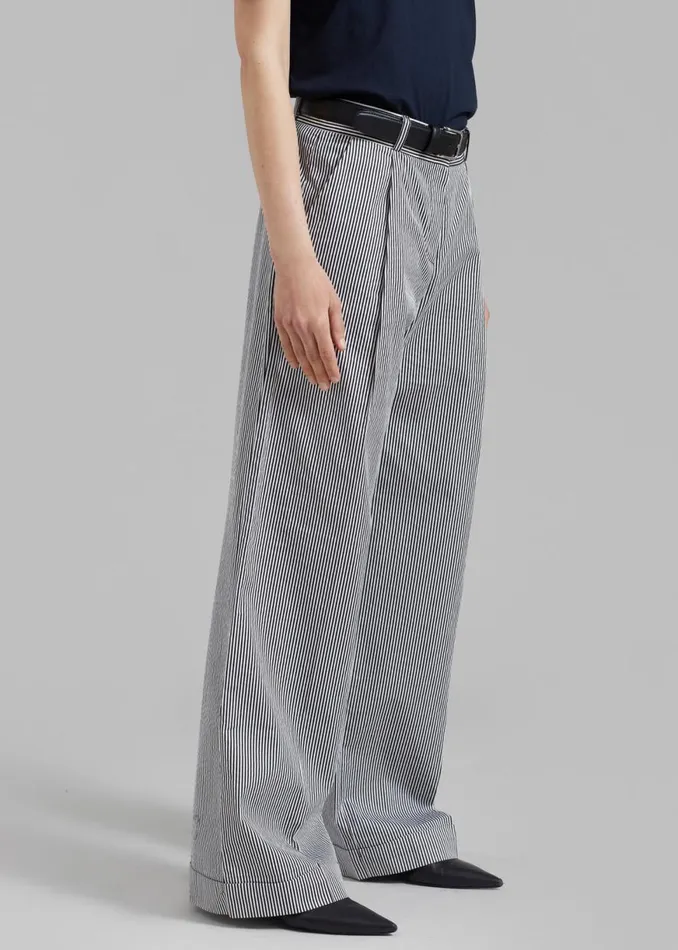 The Frankie Shop Addison Pants 8211 Black Stripe Shop Bottoms