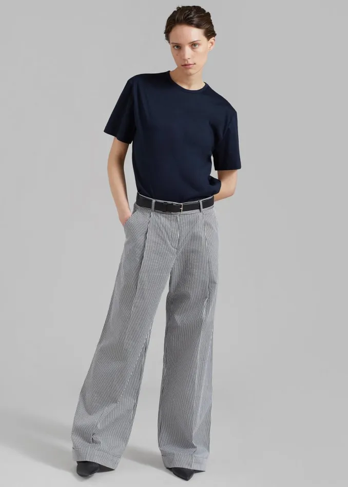 The Frankie Shop Addison Pants 8211 Black Stripe Shop Bottoms