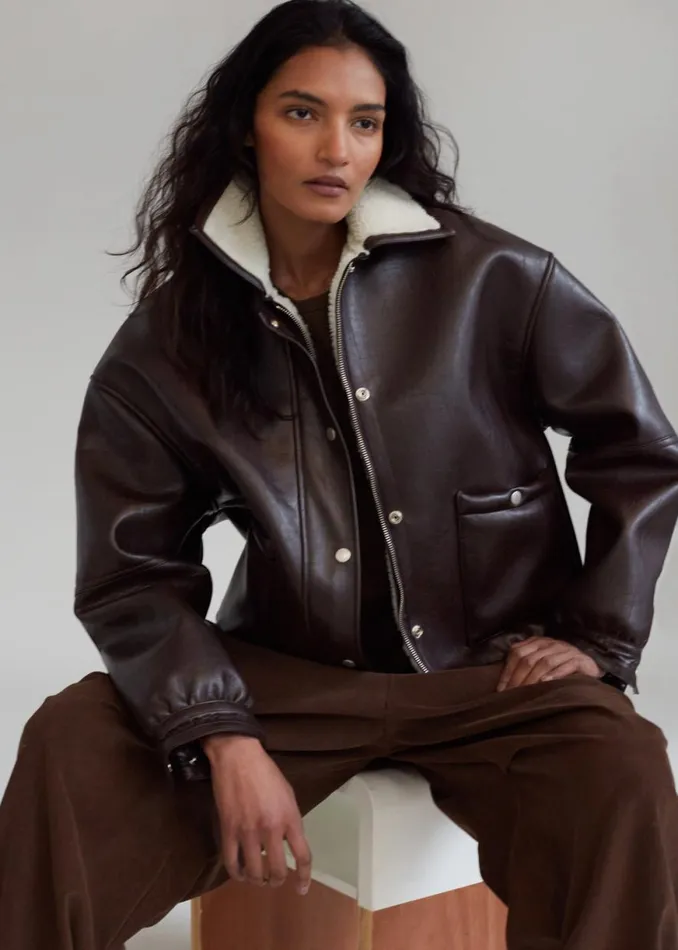 The Frankie Shop Arin Faux Leather Jacket 8211 Brown Shop Outerwear