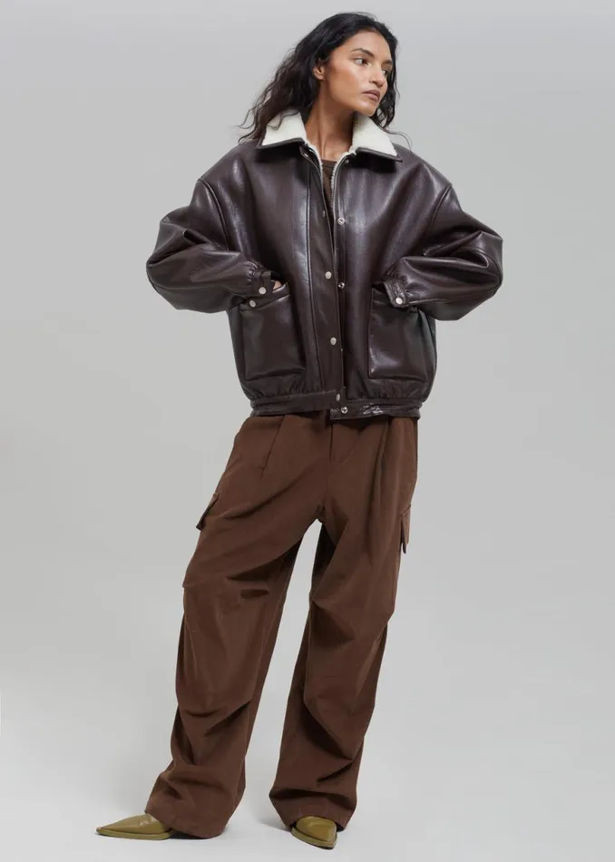 The Frankie Shop Arin Faux Leather Jacket 8211 Brown Shop Outerwear