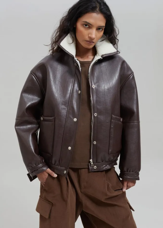 The Frankie Shop Arin Faux Leather Jacket 8211 Brown Shop Outerwear