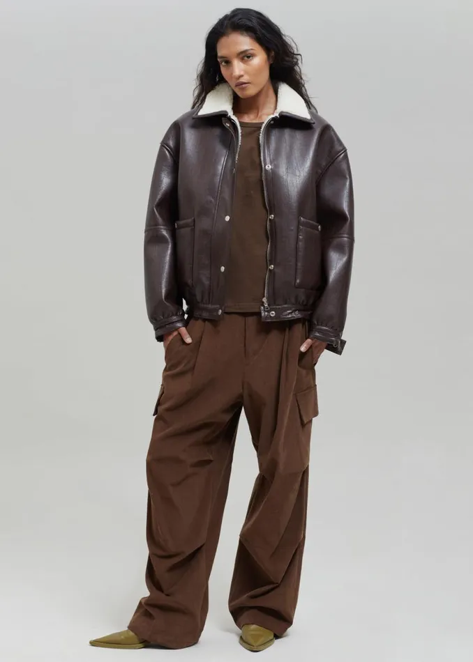 The Frankie Shop Arin Faux Leather Jacket 8211 Brown Shop Outerwear