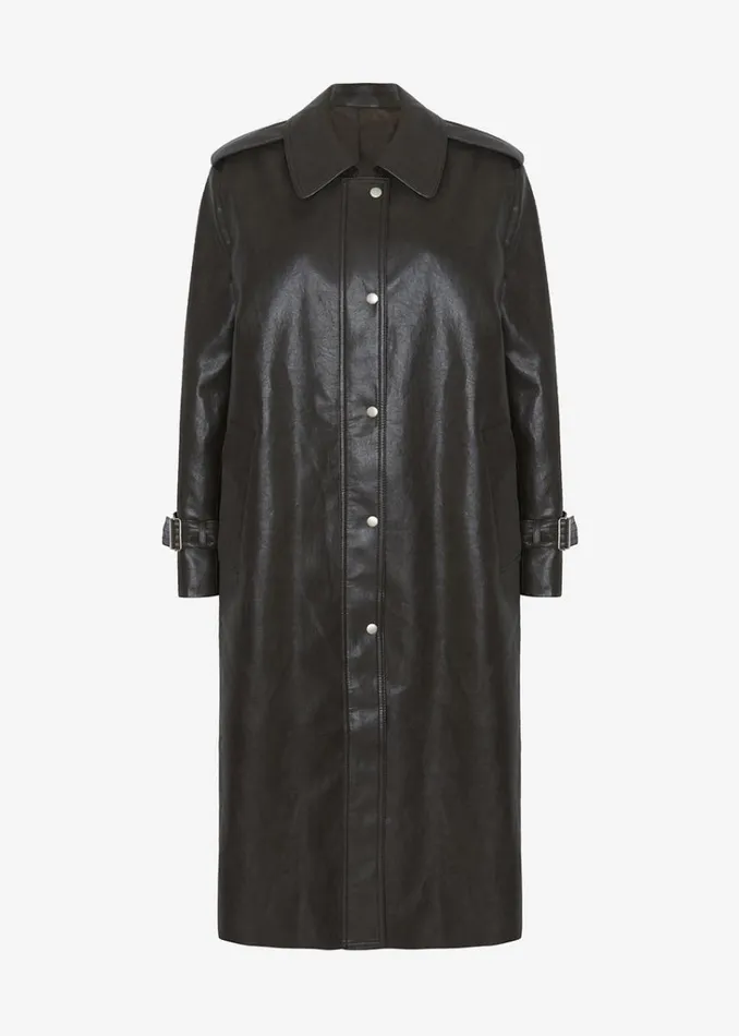 The Frankie Shop Armin FauxLeather Trench Coat 8211 Brown Shop Outerwear