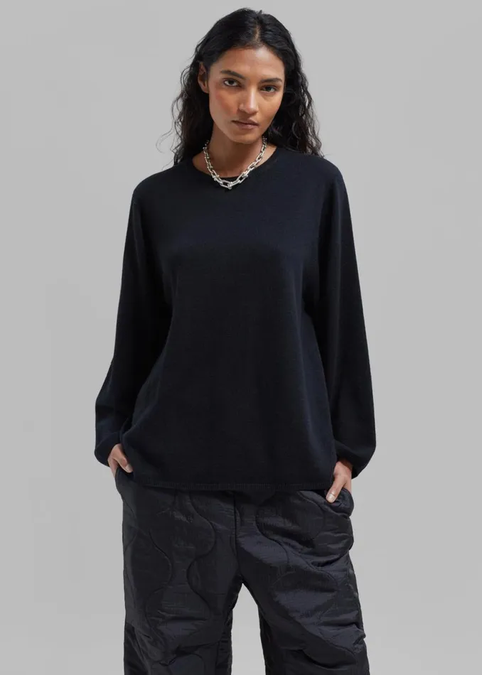 The Frankie Shop Bangor Roundneck Knit Top 8211 Black Shop Knitwear